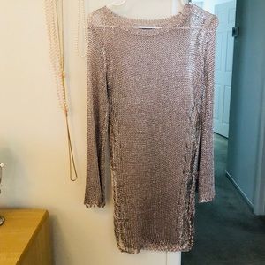 Fashionnova Rose Gold Distressed Swim Cover Up